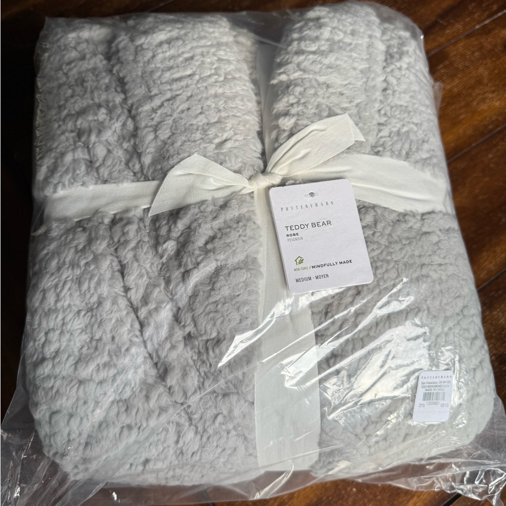 Pottery Barn Gray Teddy Bear Robe